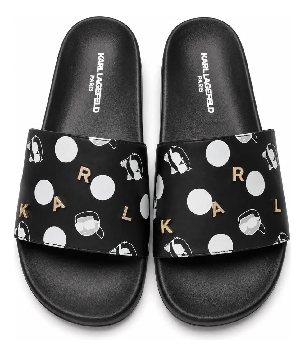 Sandalias Karl Lagerfeld Paris Originales – Negras Con Lunares