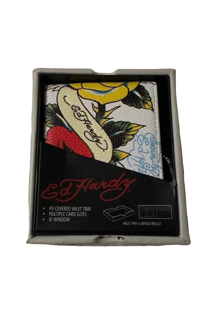 Cartera Ed Hardy Original Tipo Bifold Con Charola Organizadora.
