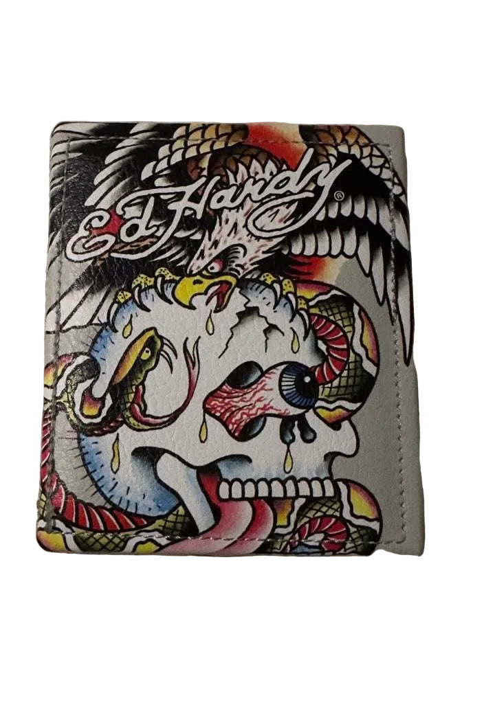 Cartera Ed Hardy Original Tipo Bifold Con Charola Organizadora.