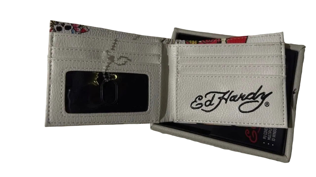 Cartera Ed Hardy Original Tipo Bifold Con Charola Organizadora.