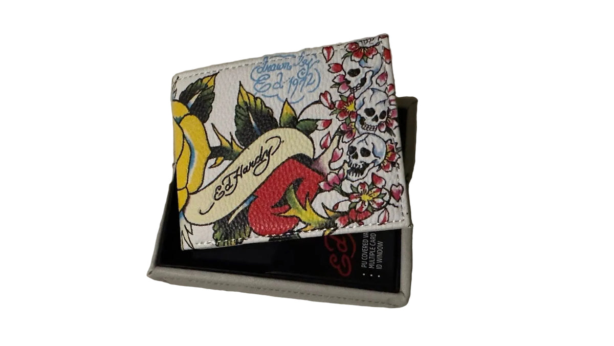 Cartera Ed Hardy Original Tipo Bifold Con Charola Organizadora.