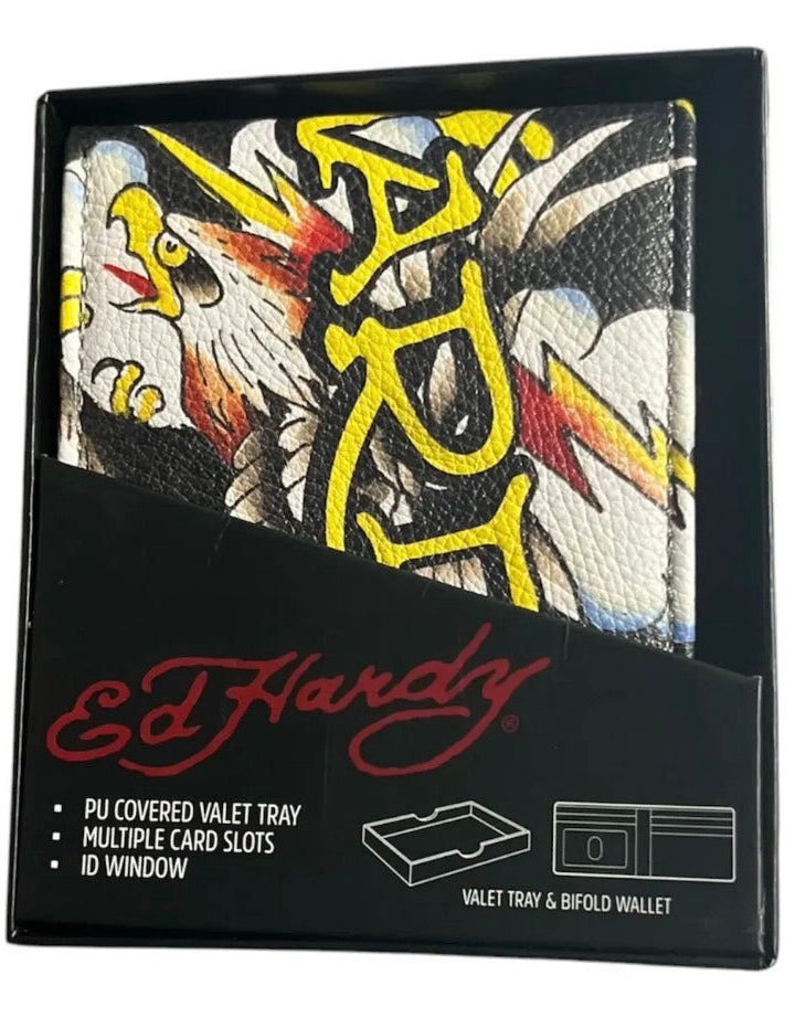Cartera Billetera Ed Hardy Original Tipo Bifold Diseño Águila (sin Valet).
