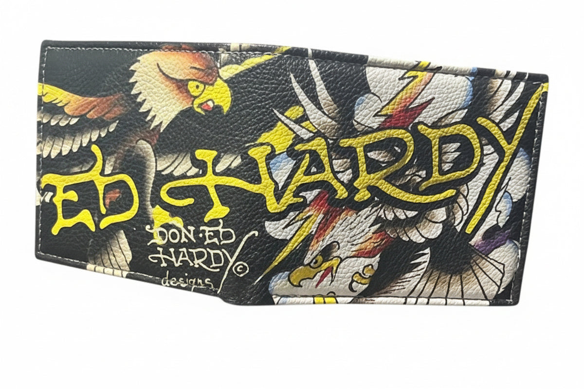 Cartera Billetera Ed Hardy Original Tipo Bifold Diseño Águila (sin Valet).
