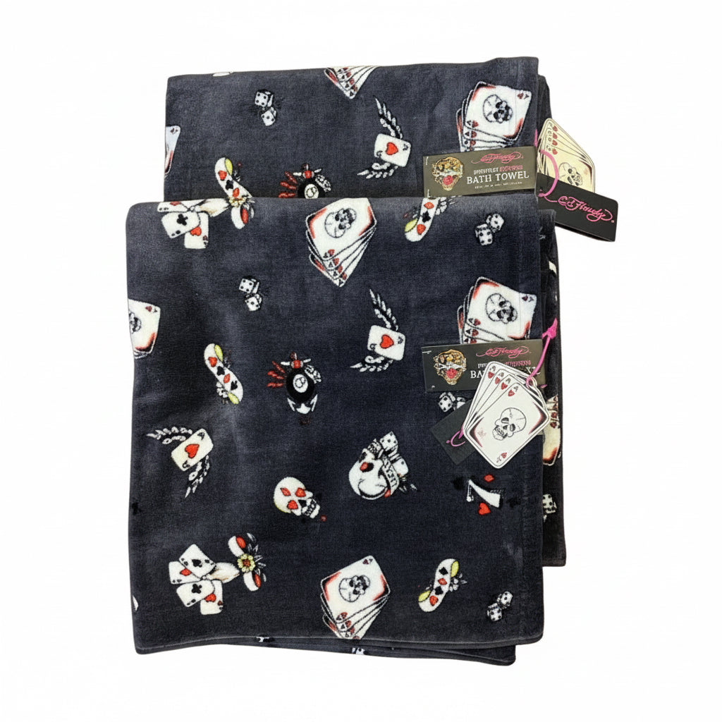 Toalla de Baño Ed Hardy Negro Calaveras.