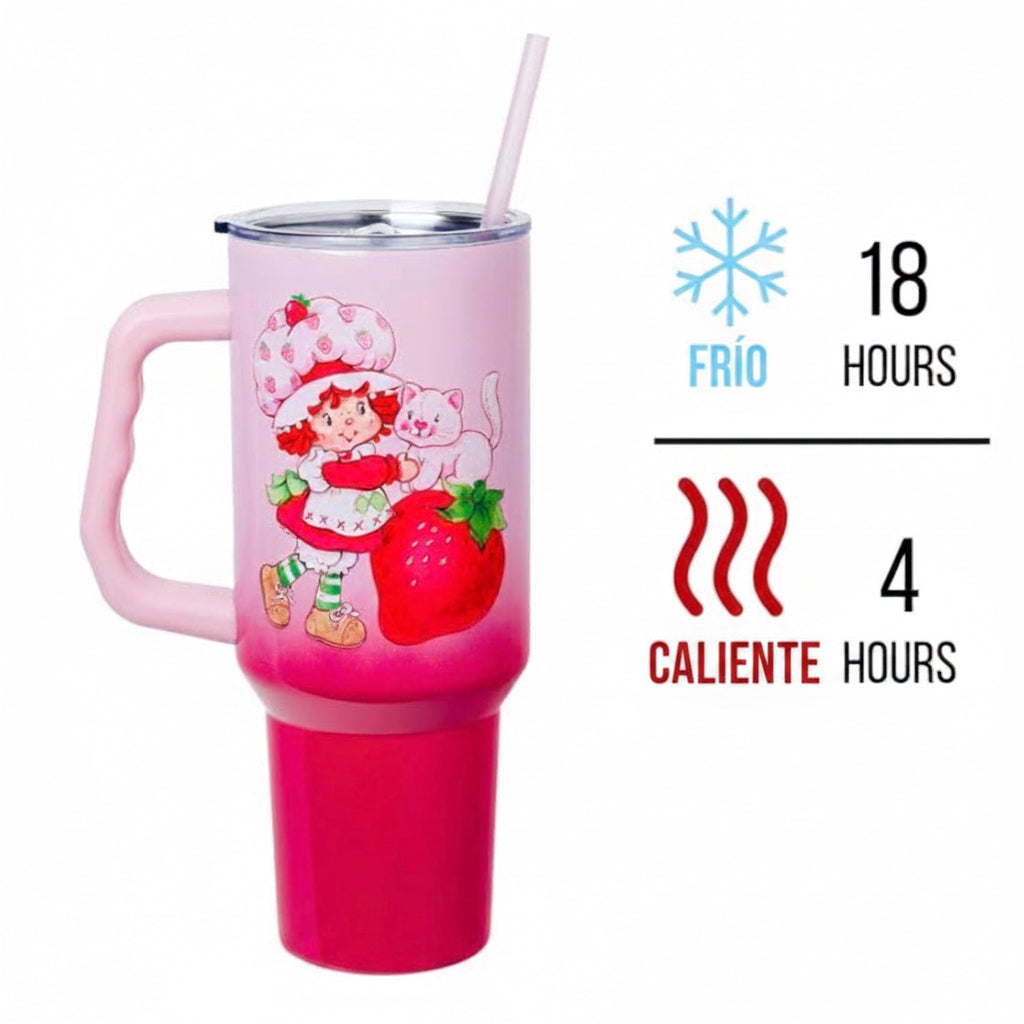 Termo Vaso Acero Inoxidable Rosita Fresita Strawberry Shortcake 40oz Con Asa