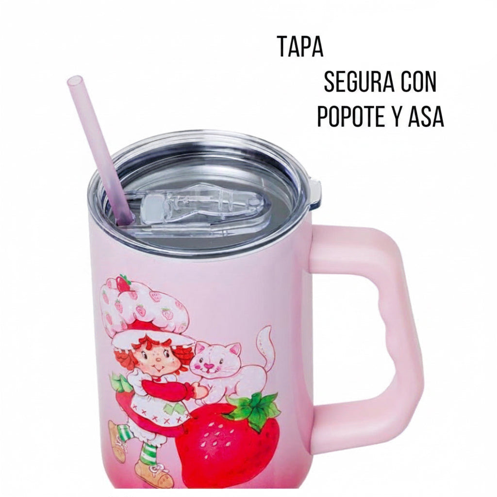 Termo Vaso Acero Inoxidable Rosita Fresita Strawberry Shortcake 40oz Con Asa