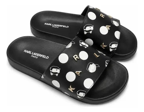 Sandalias Karl Lagerfeld Paris Originales – Negras Con Lunares