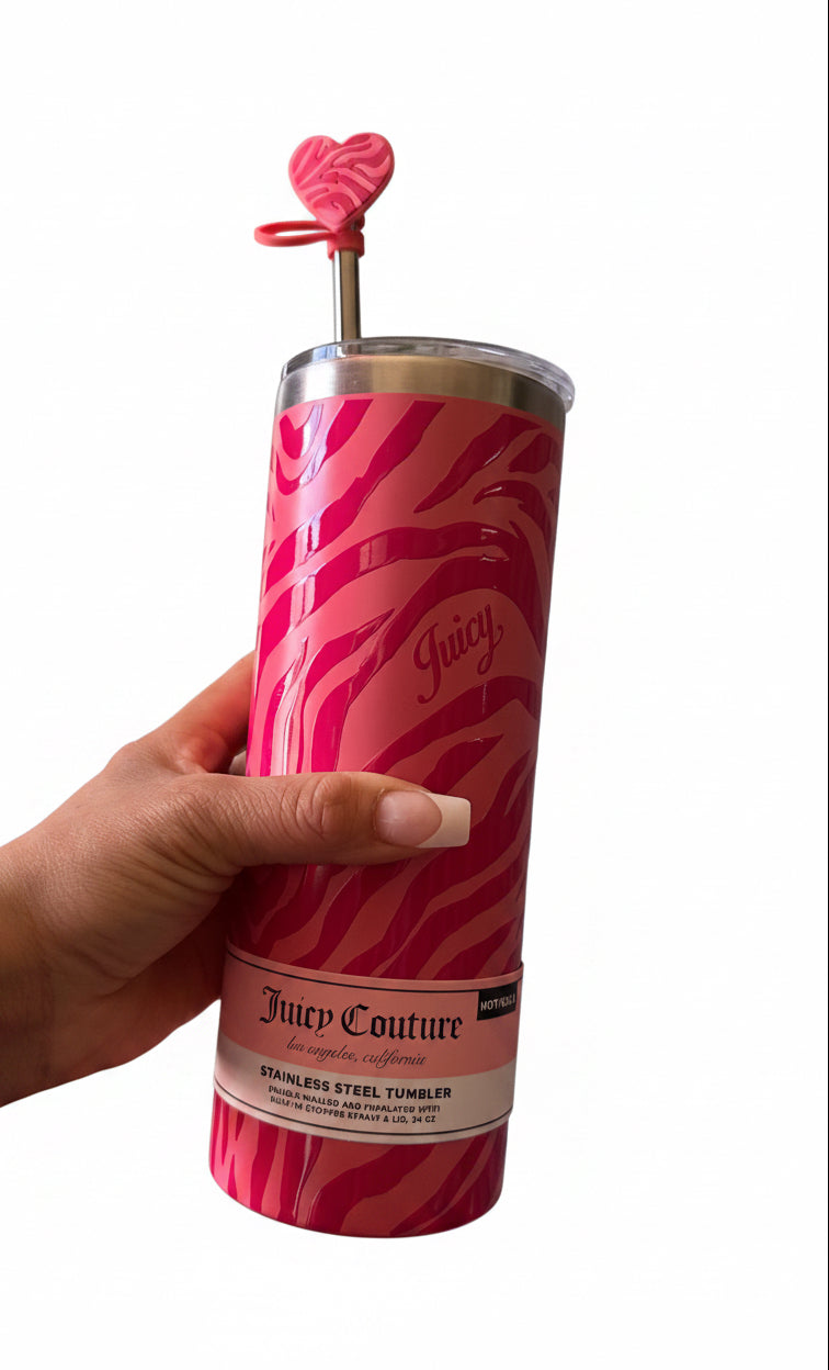 Termo Vaso Juicy Couture Acero Inoxidable 24oz Con Popote.
